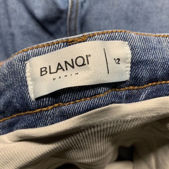 BLANQI® Maternity Jeans Size 12 Capri Knit Band Straight Leg Med Wash Denim READ - Picture 5 of 12